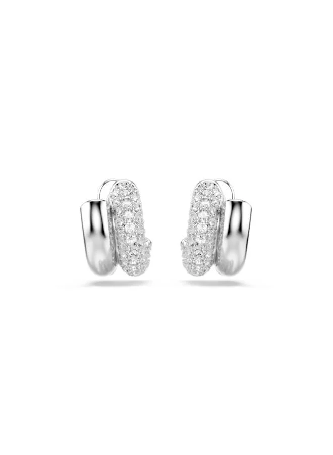 SWAROVSKI Dextera White Crystal Rhodium Plated Mini Hoop Earrings
